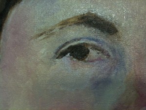 Detail of colour portrait: right eye