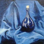 Tonal study: a blue bottle on a blue background
