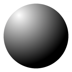 Basic sphere rendered in black and white, lit from top left